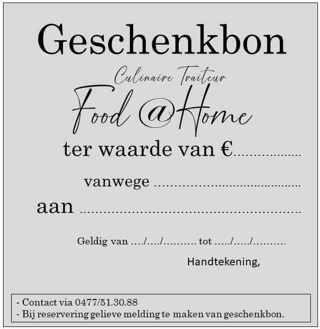 Voorbeeld van een geschenkbon van Food@Home — foto 2 van 5